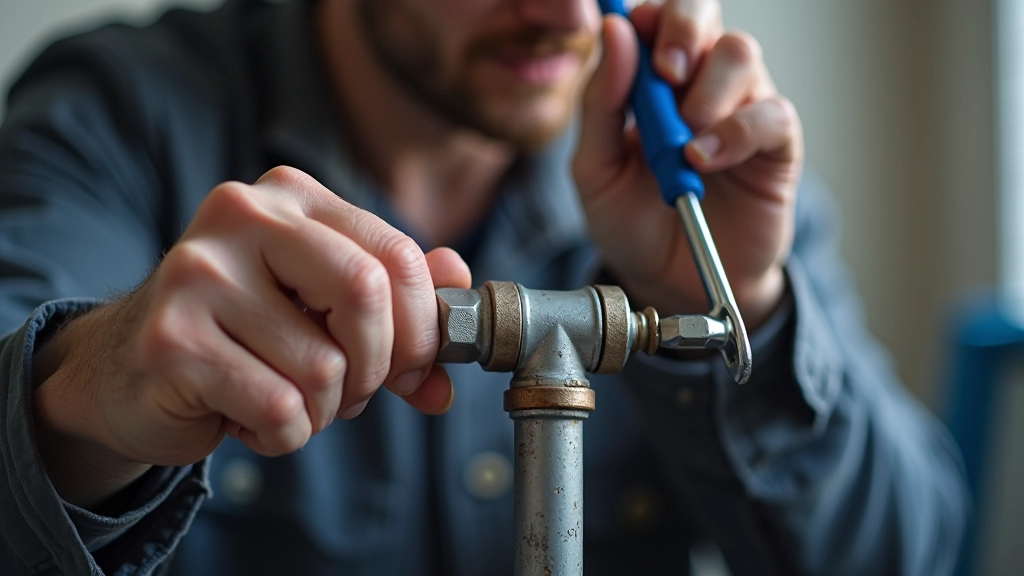 Expert technician demonstrating proper plumbing technique with professional tools and materials