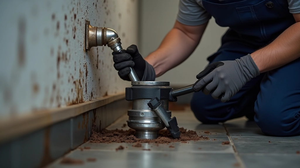 Technician clearing a drain with professional equipment